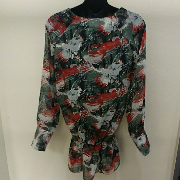 BCBG Maxazaria Printed Sheer Tunic - Picture 6 of 8